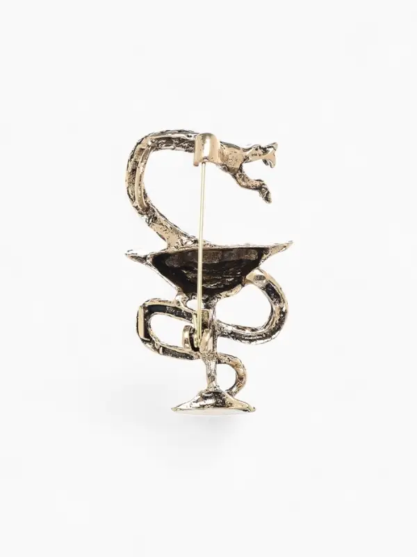 Брошь &laquo;Змея в геральдике&raquo;, медицина, цвет чернёное золото