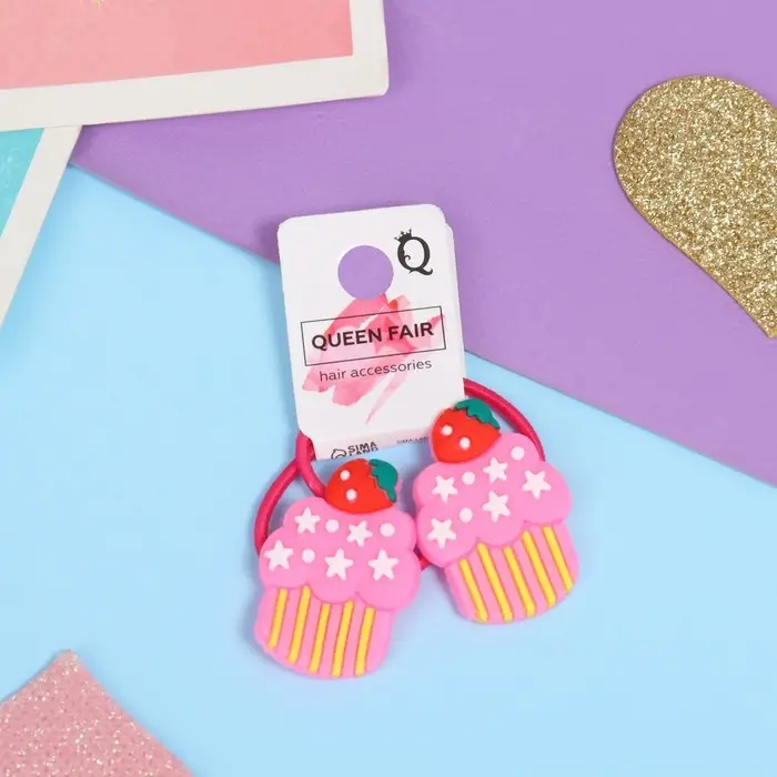 Резинка для волос "Крошка" (набор 2 шт) пирожное, розовый