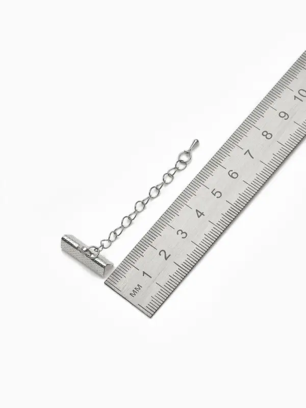 Зажим для ленты (пара) QF, 20 мм, металл, с цепочкой удлинителем, цвет серебро