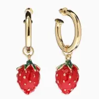 Серьги "Земляника", цвет красный в золоте