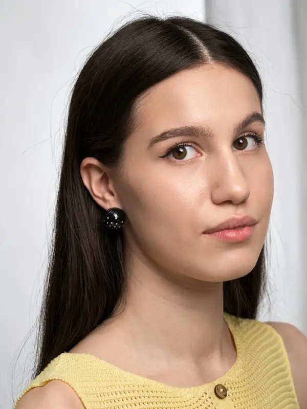 Серьги &laquo;Бусина. Шар в точку&raquo;, d=2 см, чёрные, белые