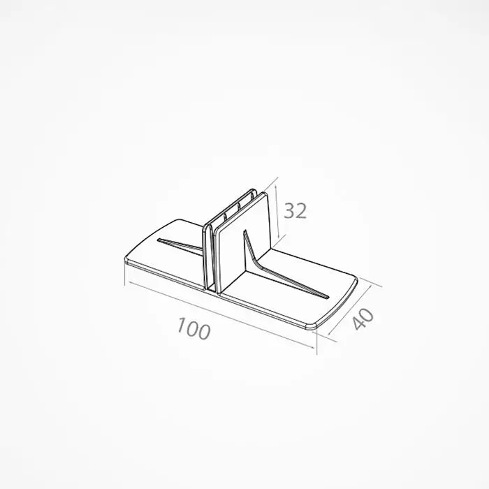 Клипса Т-образная для крепления пластиковых разделителей, 100&times;40&times;32 мм, прозрачная