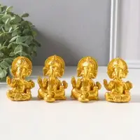 Сувенир полистоун "Ганеша" набор 4 шт золото 3,5х4,4х6,2 см