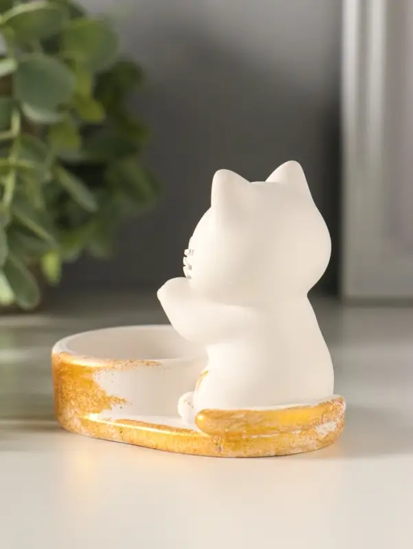 Подсвечник 8,5х7х5,5 см, белый с росписью