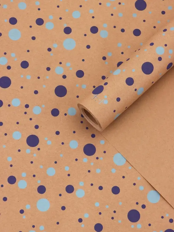Крафт бумага «Конфетти» синий/голубой на коричневом фоне, 0.72×10±5% м, 60 г Крафт бумага «Конфетти» синий/голубой на коричневом фоне, 0.72×10±5% м, 60 г