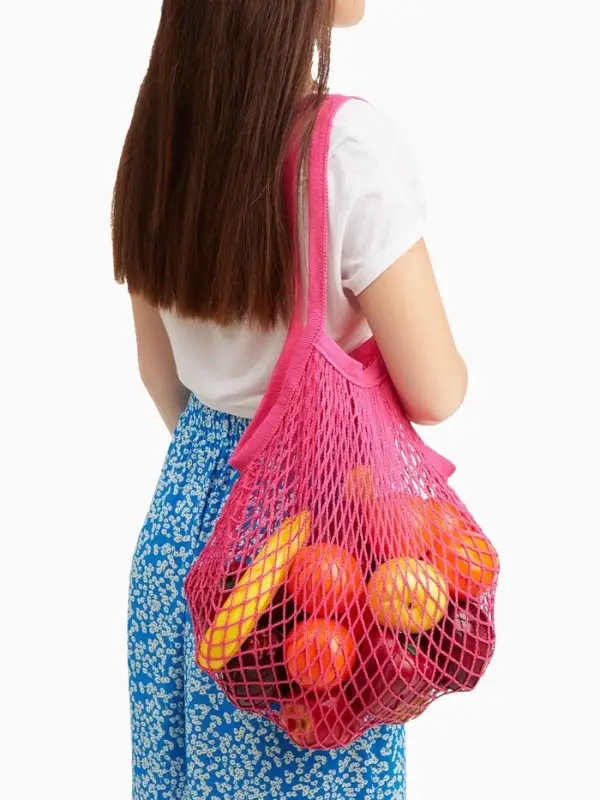 Сумка-авоська хозяйственная, клетка 1.5 см, розовая