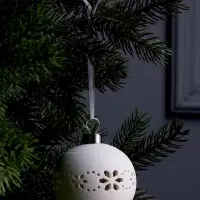 Ёлочный шар &laquo;Орнаменты&raquo;, 6.9&times;6.9&times;5.9 см, 1 LED, керамика, от батареек LR44&times;2, свечение тёплое белое