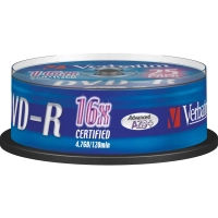 Носители информации DVD-R, 16x, Verbatim Azo Matt Silver, Cake/25, 43522