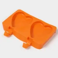 Форма для мороженого &laquo;Сердечко&raquo;, силикон, 19.5&times;14&times;2.5 см, 2 ячейки (8.4&times;9 см), МИКС