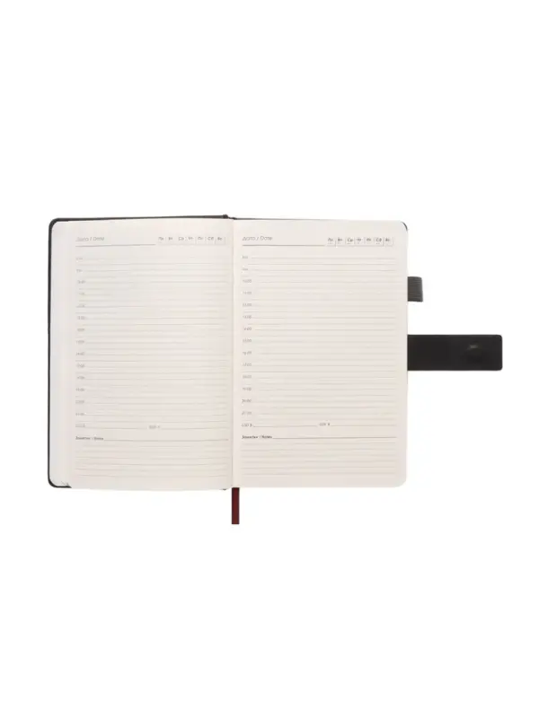 Ежедневник недатированный формат А5, с хлястиком, 128л, линия, пвх, Черный Ежедневник недатированный формат А5, с хлястиком, 128л, линия, пвх, Черный