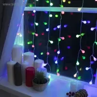 Гирлянда &laquo;Занавес&raquo; 2&times;1.5 м с насадками &laquo;Шарики&raquo;, IP20, прозрачная нить, 360 LED, свечение мульти (RG/RB), мигание, 220 В
