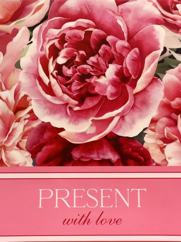 Пакет подарочный горизонтальный "Present with Love", 49 × 40 × 19 см