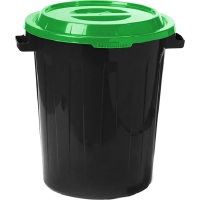 Бак для отходов 60л пластик, черный с зел. крышкой М 2393