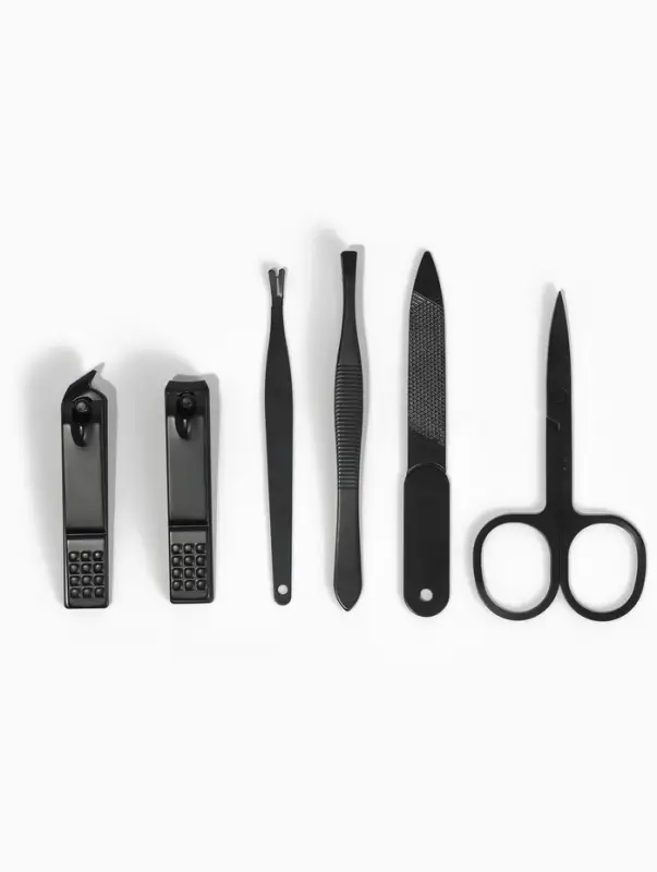 Набор маникюрный, 6 предметов, в футляре на молнии, чёрный