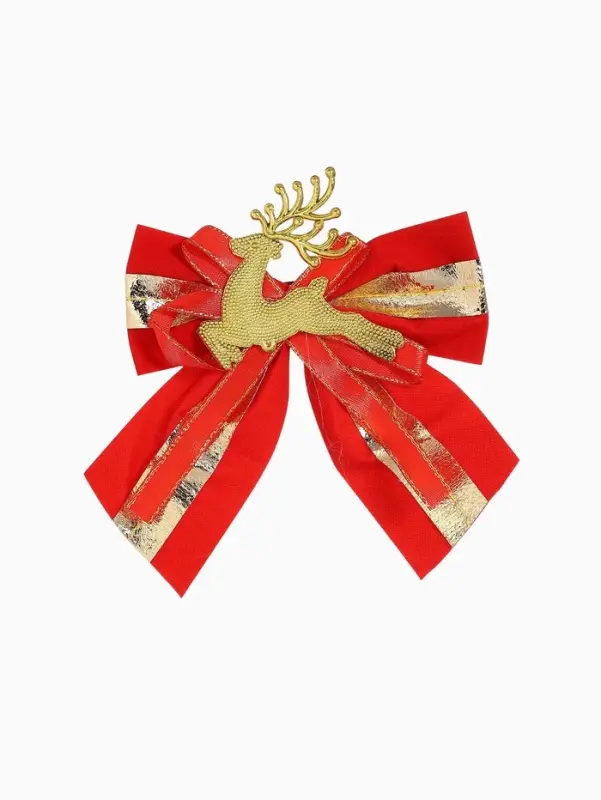 Ёлочные игрушки 3 шт. &laquo;Зимнее волшебство. Бант с оленем&raquo; пластик, 10&times;10 см, золотисто-красный
