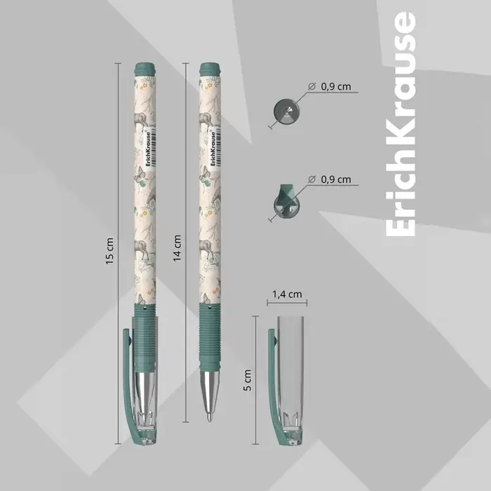 Ручка шариковая ErichKrause Ручка шариковая ErichKrause "ColorTouch Natural Life", узел 0.7 мм, синяя, тонкое письмо, резиновый держатель, стержень с дизайном, микс