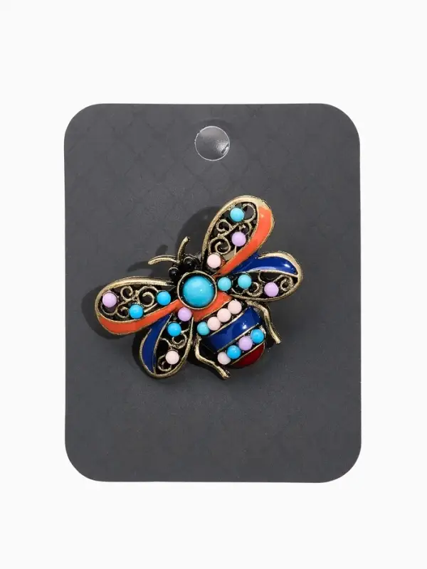 Брошь &laquo;Этника. Муха&raquo;, разноцветная в чернёном золоте