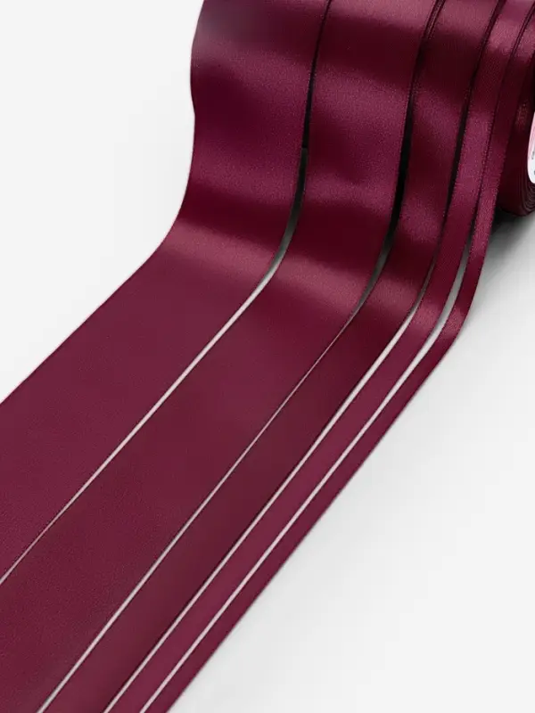 Атласная лента, набор 5 шт., 6/10/20/40/50 мм, 23&plusmn;1 м, бордовая №165