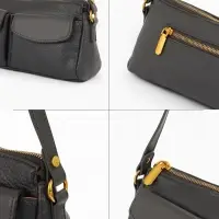 Сумка женская багет TEXTURA на молнии, 27&times;8&times;13 см, тёмно-серая