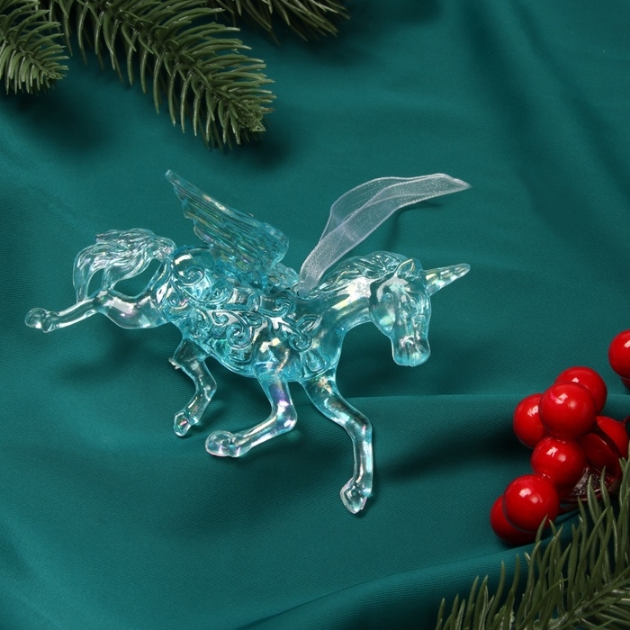 Украшение ёлочное Украшение ёлочное "Единорог" 7х10 см, голубой перелив