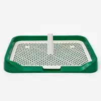 Туалет для собак, 46.5&times;36&times;5.5 см, со съёмной решеткой и столбиком, зелёный