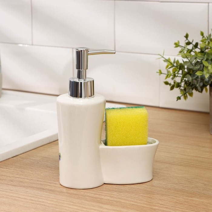 Дозатор для моющего средства с подставкой для губки Доляна «Лоза», 250 мл Дозатор для моющего средства с подставкой для губки Доляна «Лоза», 250 мл