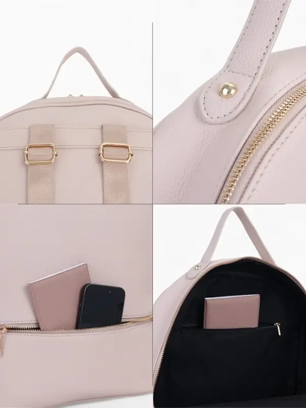 Рюкзак женский на молнии, с карманами, размер 27&times;10&times;34 см, бежевый