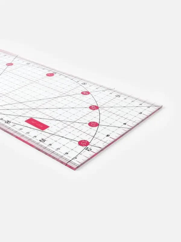 Линейка для квилтинга и пэчворка, с транспортиром, 30&times;15 см, розовая
