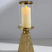 Подсвечник на 1 свечу &laquo;Буэно&raquo;, керамика, стекло, d=7.5 см, золото, 9.5&times;9.5&times;29.5 см