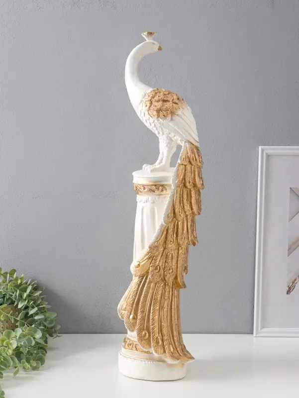 Колонна "Жар-птица" белый с золотом, 67х16х16 см