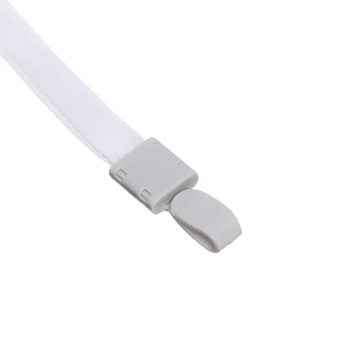 Лента для бейджа, ширина-10 мм, длина-80 см, с пластиковым держателем, белая