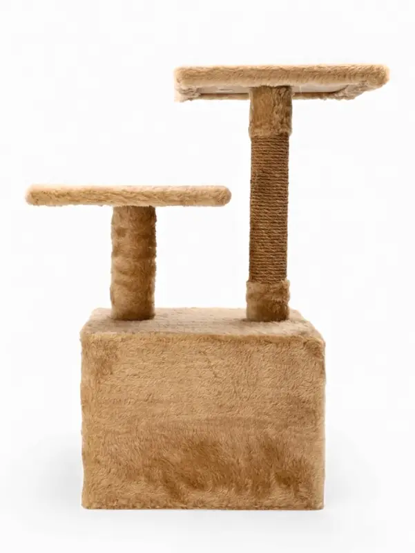 Домик-когтеточка, 53&times;35&times;65 см, 2 уровня, квадратные полки, бежевый