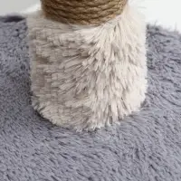Домик для кошек с когтеточкой, 54&times;34&times;80 см, с овальной полкой, пушистый мех, джут, серый
