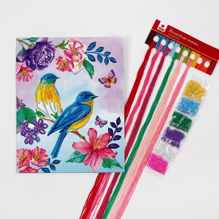 Вышивка крестиком с бисером «Птицы», набор для творчества, 20 х 25 см Вышивка крестиком с бисером «Птицы», набор для творчества, 20 х 25 см