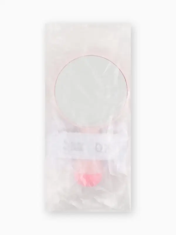 Зеркало с ручкой, 7.7&times;14 см, (d=7.3 см), розовое