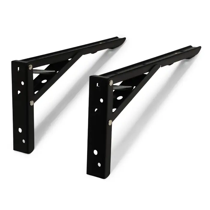 Кронштейн складной для столов и полок ТУНДРА, F001, 2 шт., длина 250 мм, сталь, черный