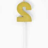 Свеча для торта &laquo;Элемент&raquo;, цифра "2" золотая