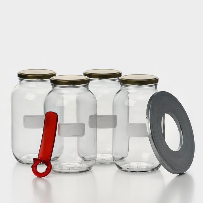 Набор для консервирования, банки с золотистой крышкой и этикеткой, ТО-82 мм, 1,5 л, стерилизатор, открывашка Набор для консервирования, банки с золотистой крышкой и этикеткой, ТО-82 мм, 1,5 л, стерилизатор, открывашка