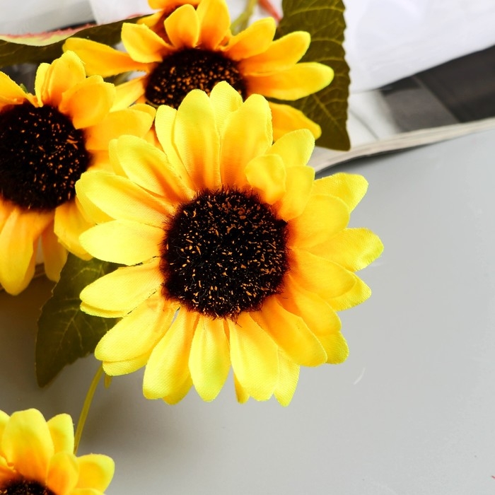 Цветы искусственные  Цветы искусственные "Подсолнух экстра галант" 60 см d-7 см, жёлтый
