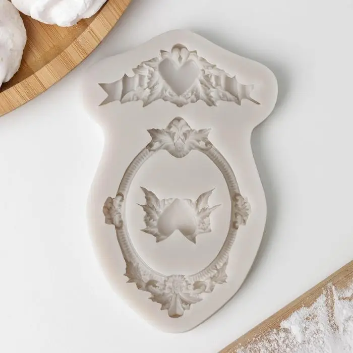 Молд «Сердца, рамка, лепнина», силикон, 12,5×8,2×1,1 см, цвет МИКС