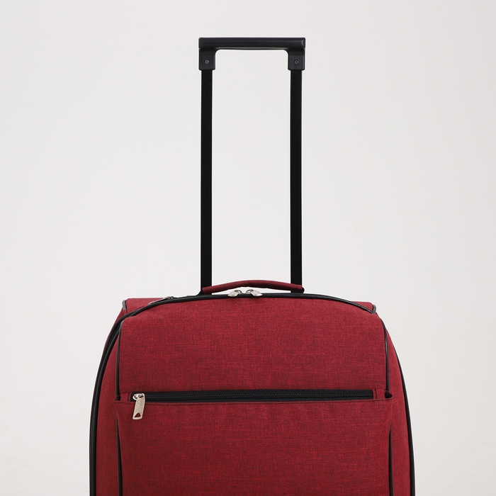 Чемодан малый 52 л (S), «Фабрика КАРТЕКС», отдел на молнии, с расширением, наружный карман, 2 колеса, цвет бордовый Чемодан малый 52 л (S), «Фабрика КАРТЕКС», отдел на молнии, с расширением, наружный карман, 2 колеса, цвет бордовый