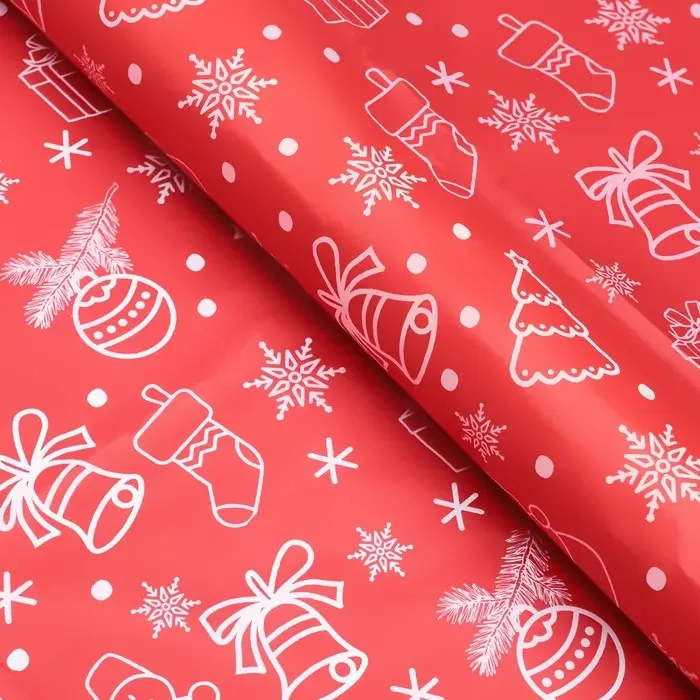 Бумага упаковочная тишью, новогодняя упаковка «Новогодний праздник»,50×66 см