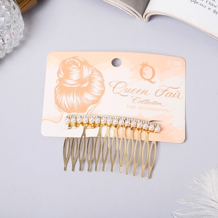 Гребень для волос «Либерти», роскошь, 6×4 см, золото