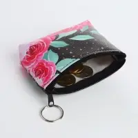 Кошелёк-монетница на молнии, 10&times;2.5&times;9 см, с цветочным принтом, МИКС