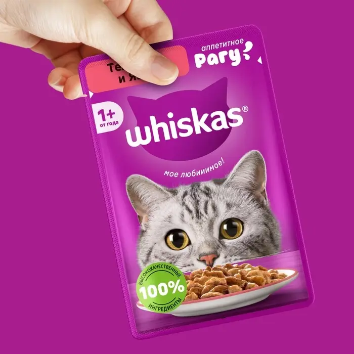 Влажный корм Whiskas для кошек, рагу телятина/ язык, 75г Влажный корм Whiskas для кошек, рагу телятина/ язык, 75г