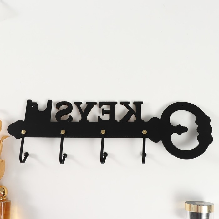 Крючки декоративные дерево Крючки декоративные дерево "Ключ" чёрный, зеркальный 4,5х45х15 см