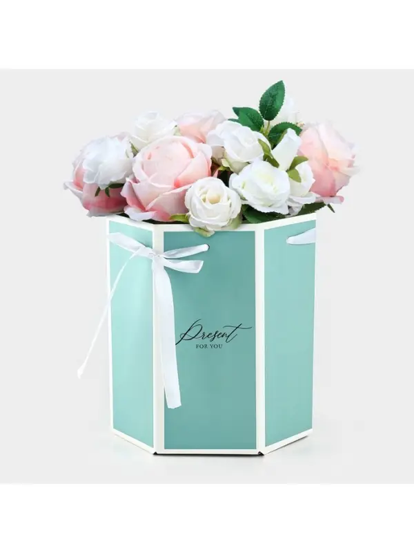 Коробка - переноска подарочная для цветов &laquo;Подарок&raquo;, 17&times;14.8&times;19.5 см, шестигранник