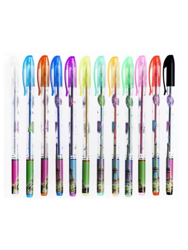 Набор гелевых ручек, 12 цветов, металлик, узел 0.7 мм, в блистере на кнопке