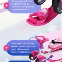 Снегокат &laquo;Котики&raquo;, с родительской ручкой, со спинкой, розовый, ТС6-СЛ/К Snow Cat