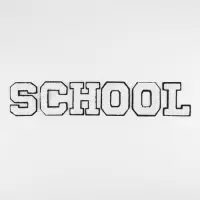 Термоаппликация SCHOOL, 8×6 см - размер буквы, набор 6 шт., белая